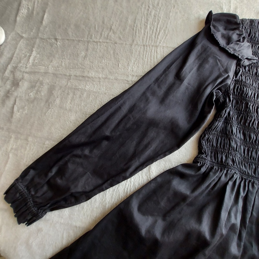 GAP Womens Dress S Smocked Ruffle Gothic Witchy Vampy Grunge Goth Cottagecore - Picture 8 of 14